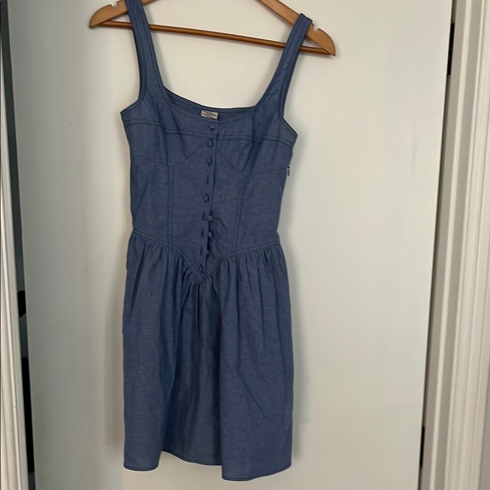 Elegant Blue Button-Down Mini Dress